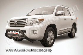 Кенгурятник d76 низкий широкий с перемычкой черный Toyota Land Cruiser 200 (2013)