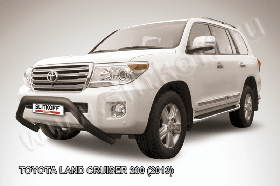 Кенгурятник d76 низкий широкий  "мини" черный Toyota Land Cruiser 200 (2013)