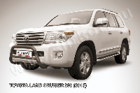 Кенгурятник d76 низкий черный Toyota Land Cruiser 200 (2013)