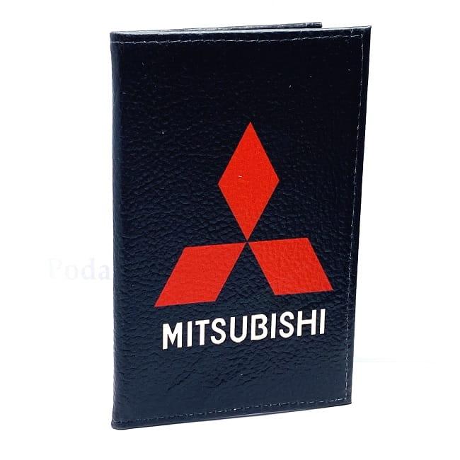 Обложка для автодокументов «Mitsubishi» кожаная