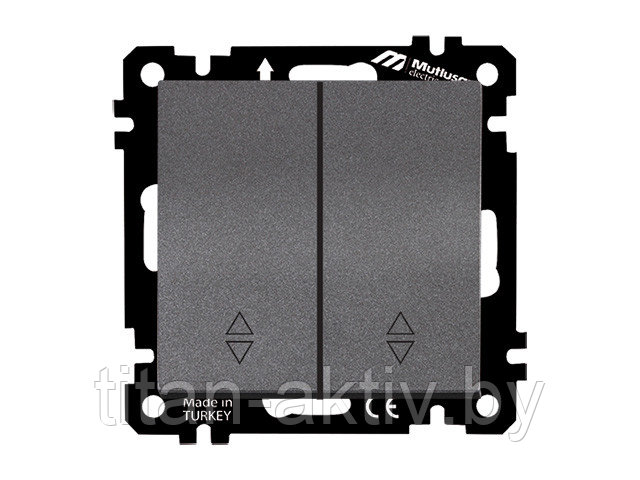 Выключатель проходной 2-клав. (скрытый, без рамки, винт. зажим) дымчатый, DARIA, MUTLUSAN (10 A, 250