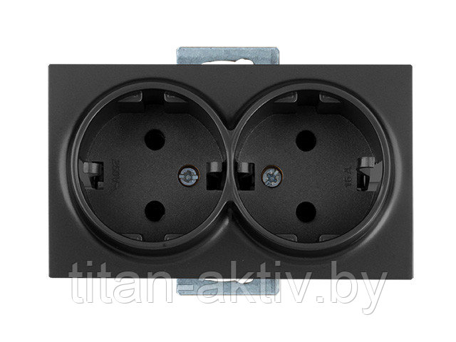 Розетка 2-ая (скрытая, с/з) дымчатая, DARIA, MUTLUSAN (16 A, 250 V, IP 20)