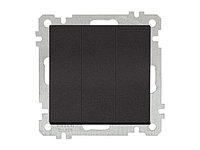 Выключатель 3-клав. (скрытый, без рамки, пруж. зажим) черный, DARIA, MUTLUSAN (10 A, 250 V, IP 20)
