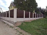 Односторонний забор "Древний кирпич", комбинированный с металлоштакетником.jpg