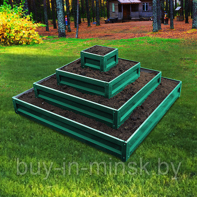 Клумба квадратная четырехъярусная пирамида оцинкованная с полимерным покрытием (зеленый мох RAL 6005)