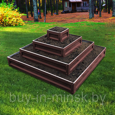 Клумба квадратная четырехъярусная пирамида оцинкованная с полимерным покрытием (шоколад RAL 8017) - фото 1 - id-p131594787