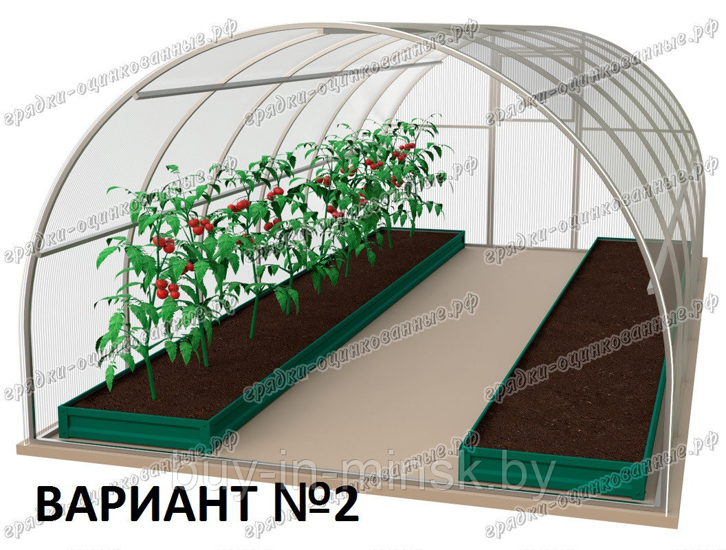 Комплект грядок для теплицы 6*3 метра. цвет (зеленый мох). Вариант №2