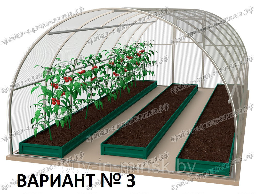 Комплект грядок для теплицы 6*3 метра. цвет (зеленый мох). Вариант №3