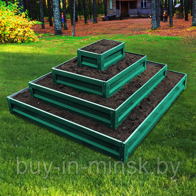 Клумба прямоугольная четырехъярусная пирамида оцинкованная с полимерным покрытием (зеленый мох RAL 6005) - фото 1 - id-p131614976