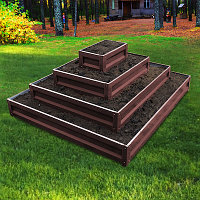 Клумба прямоугольная четырехъярусная пирамида оцинкованная с полимерным покрытием (шоколад RAL 8017)