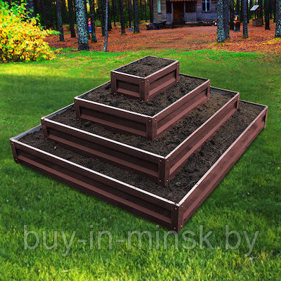 Клумба прямоугольная четырехъярусная пирамида оцинкованная с полимерным покрытием (шоколад RAL 8017) - фото 1 - id-p131614977