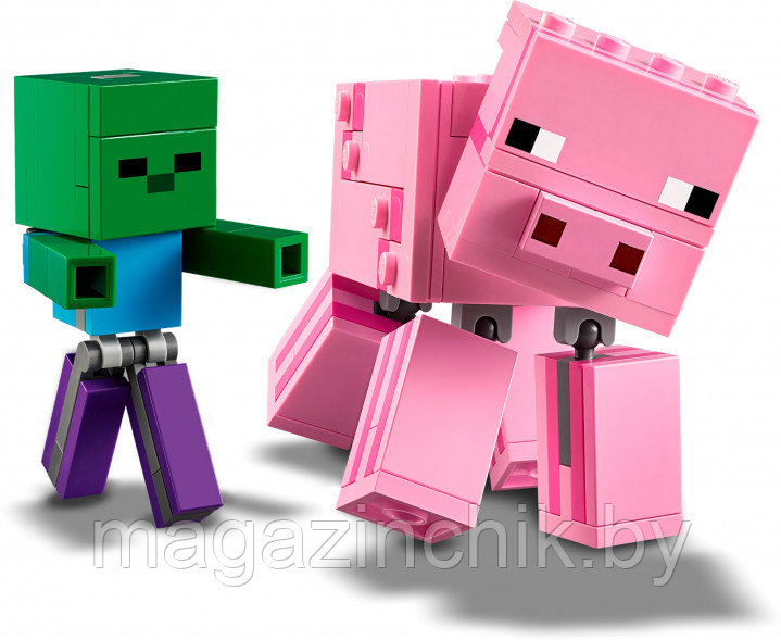 Конструктор Большие фигурки Minecraft, Свинья и Зомби-ребенок Lari 11473, аналог Лего 21157 - фото 4 - id-p131616680
