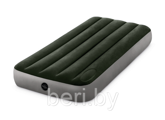 INTEX 64760 Надувной матрас Downy Airbed, встроенный механический насос, 191×76×25 см, max нагрузка 136 кг