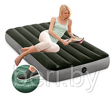 INTEX 64761 Надувной матрас Downy Airbed, встроенный ножной насос, 99x191x25 см, mаx нагрузка 136