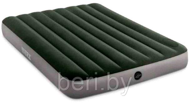 INTEX 64763 Надувной двухспальный матрас Downy Airbed, с насосом, 152x203x25 см, mаx 272