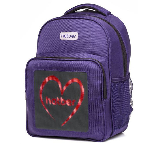 Рюкзак (портфель) Hatber с LED-дисплеем Joy на 3 отделения и отделением для ноутбука, фиолетовый