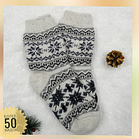 Носки женские мягкие и теплые шерстяные Снежинки, фото 1