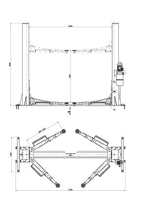 Двухстоечный подъемник 5т 380в 3.0кВт ХОРЕКС АВТО HL-5.0HZ, фото 2