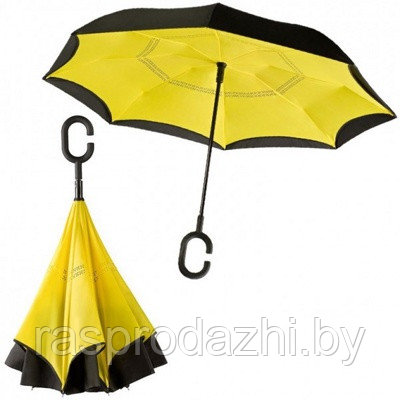 Умный зонт-трость UMBRELLA, закрывающийся наоборот (арт.9-6667) "0129"