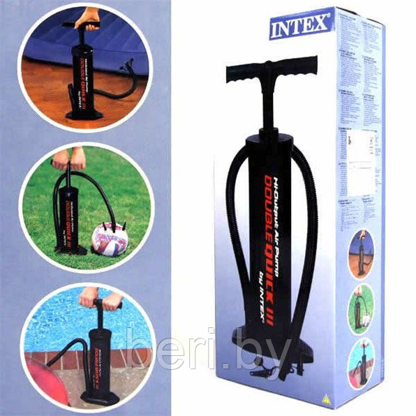 INTEX 68605 Ручной насос Double Quick 3 S Hand Pump, 3 насадки - фото 3 - id-p131716606