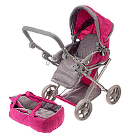 Детская коляска-трансформер для кукол MELOGO, розовый+серый, арт.9346-8