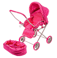 Детская коляска-трансформер для кукол Melogo, розовый горошек, арт.9391-7