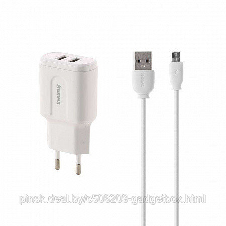 Сетевое зарядное устройство +кабель Micro USB Remax RP-U22 2хUSB - фото 1 - id-p131748175