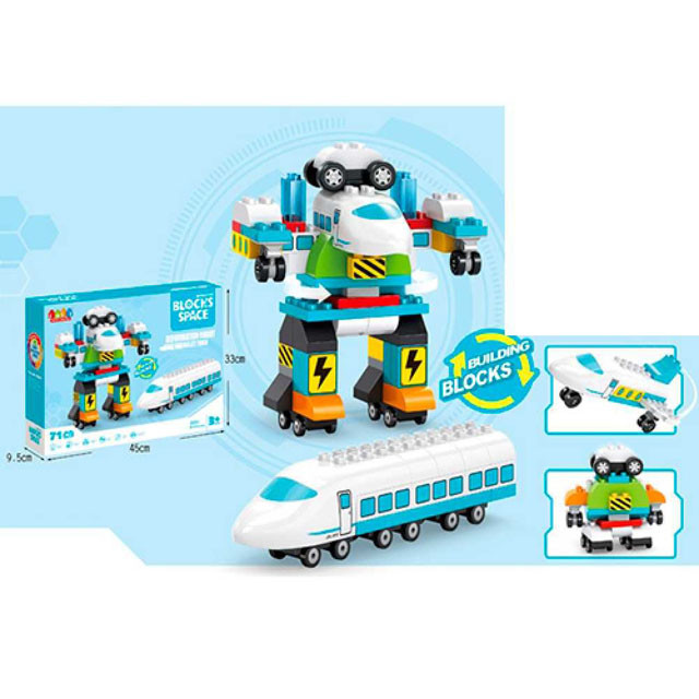 Конструктор JDLT Blocks Space 5351 Трансформер робот-поезд-самолет (аналог Lego Duplo) 71 деталь - фото 2 - id-p131771573