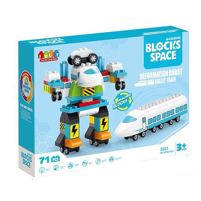 Конструктор JDLT Blocks Space 5351 Трансформер робот-поезд-самолет (аналог Lego Duplo) 71 деталь - фото 3 - id-p131771573