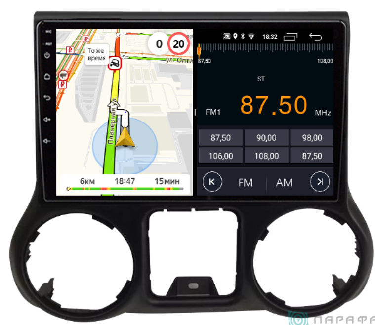 Штатная магнитола Parafar для Jeep Wrangler (2010-2018) на Android 13 (2/32Gb + 4G) (PF099FHD)