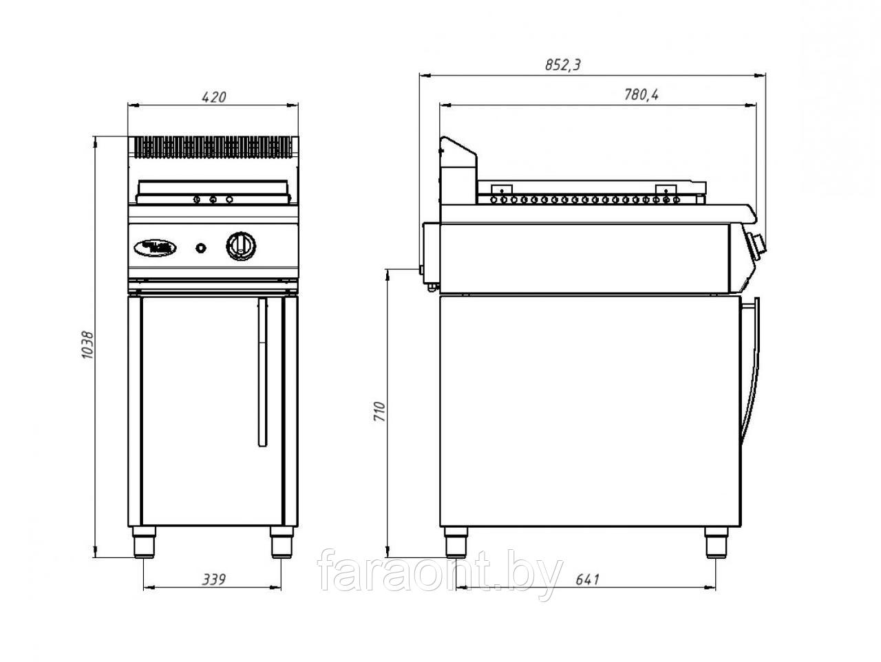 Поверхность жарочная газовая Ф1ПЖГ/800 (закрытый стенд) GRILL MASTER (Гриль мастер) арт. 50066 - фото 2 - id-p131800414