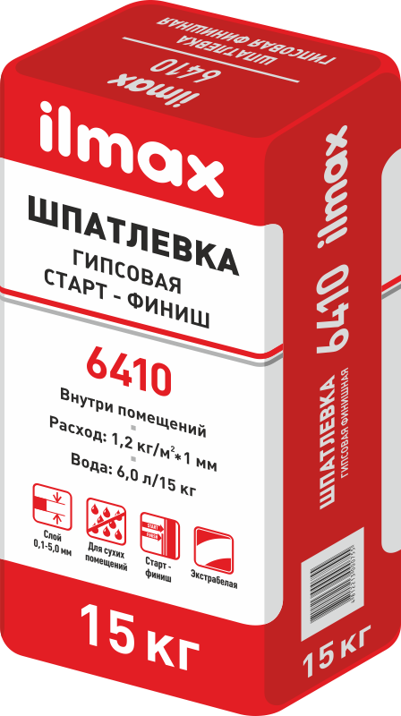 Шпатлевка для внутренней отделки белая ilmax 6410 15 кг