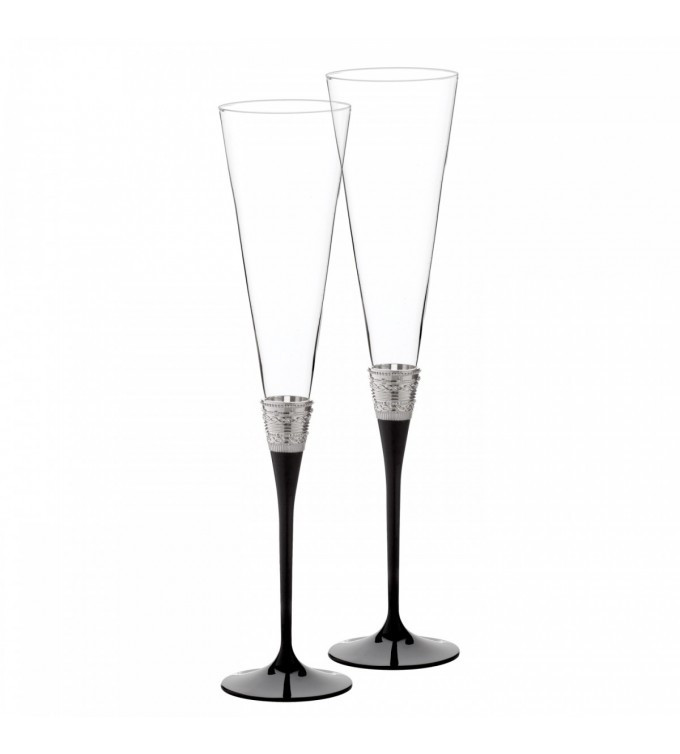 Набор бокалов для шампанского Wedgwood Vera Wang With Love Noir Silver 2 шт