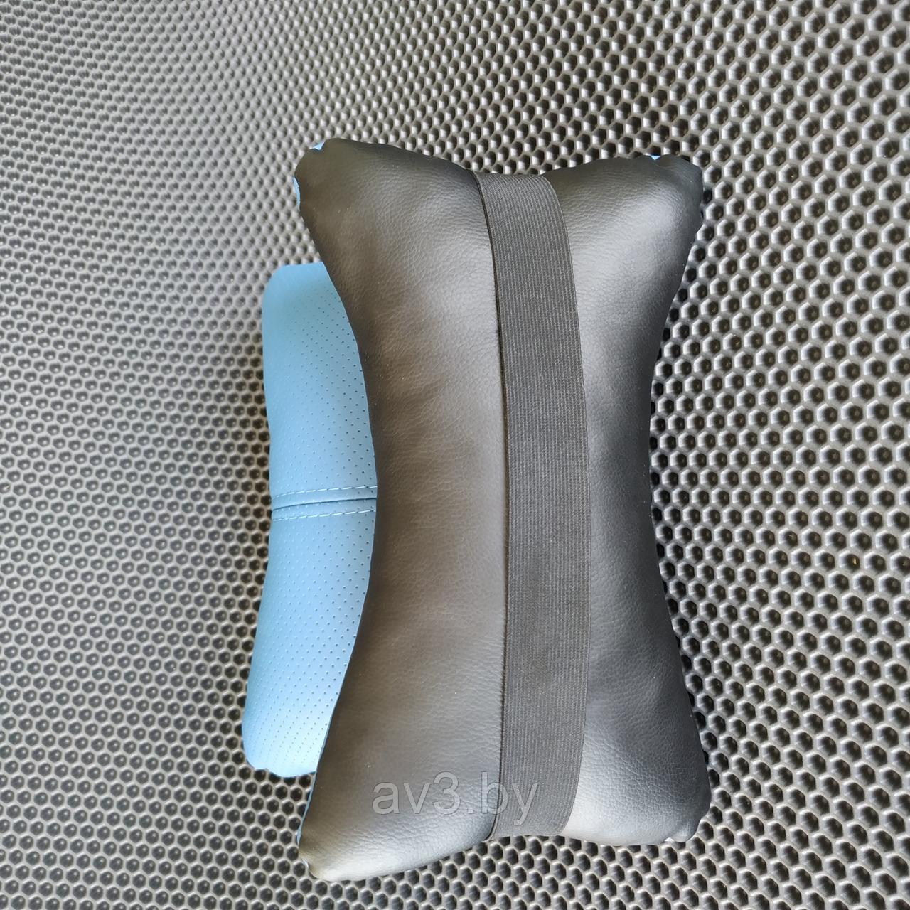 Подушка на подголовник, Экокожа, черная + синяя вставка, пара - фото 2 - id-p131826413