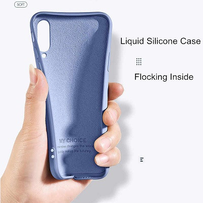 Силиконовый чехол Silicone Case синий для Samsung Galaxy A91 - фото 2 - id-p131828280