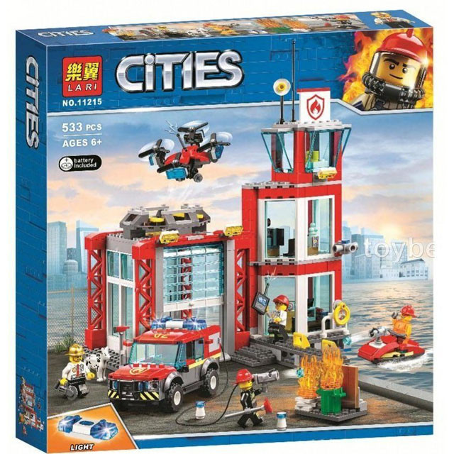 Конструктор Lari 11215 Cities со светом Пожарное депо (аналог Lego City 60215) 533 детали - фото 1 - id-p131828183