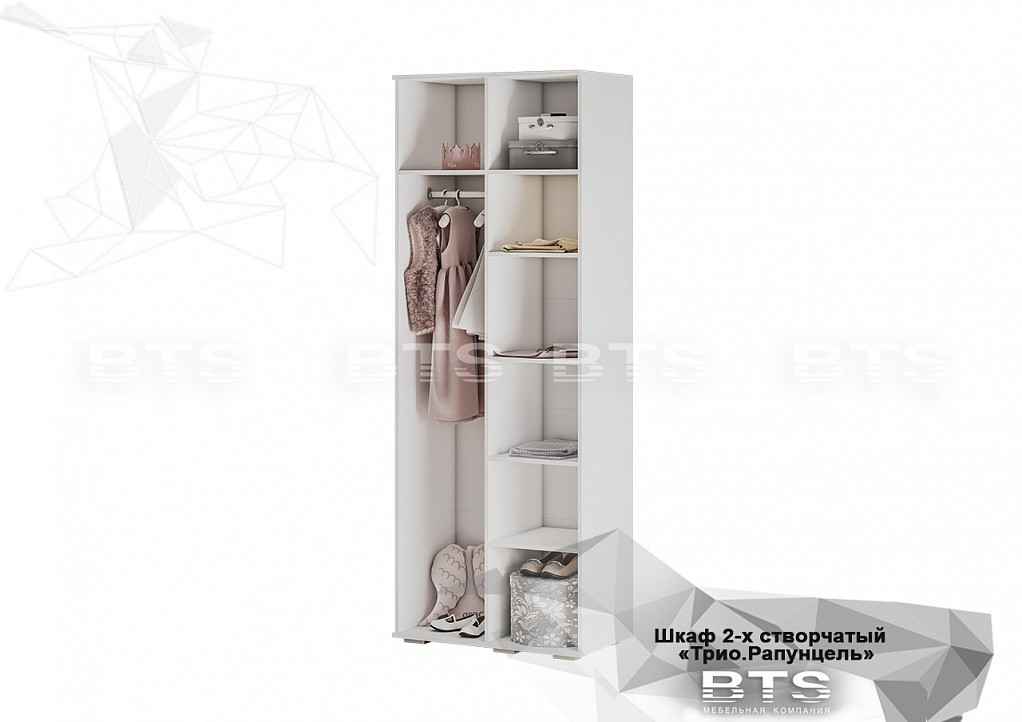 Двухстворчатый шкаф для одежды Трио ШК-09 Белый / Бонжур - фото 2 - id-p131837458