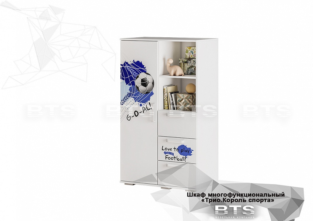 Многофункциональный шкаф Трио ШК-10 Белый / Король спорта - фото 1 - id-p131893437