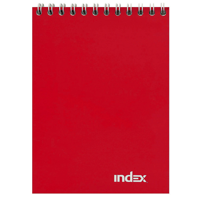 Блокнот INDEX, серия Office classic, на гребне, красный,  кл., ламиниров. обл., ф. А6, 40 л., арт.