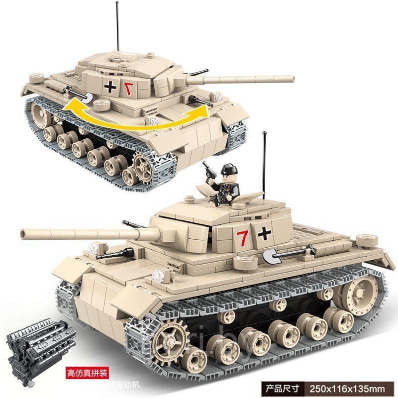 100067 Конструктор Quanguan Танк Panzerkampfwagen III, 711 деталей - фото 3 - id-p132012489