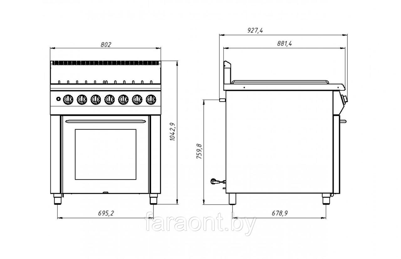 Плита газовая с духовкой Ф4ПДГ/900 (решетка из н/стали) GRILL MASTER (Гриль мастер) - фото 3 - id-p132018901