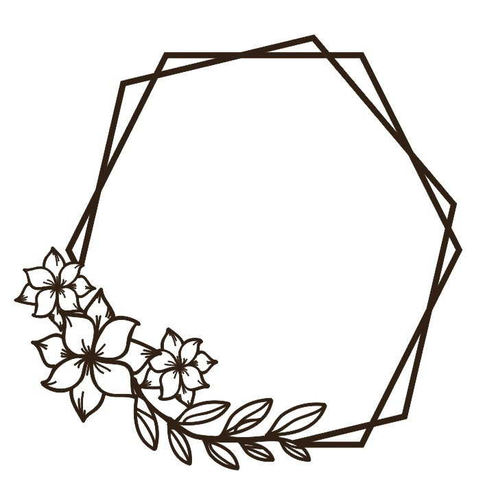 Монограмма геометрия с тремя цветками для инициал