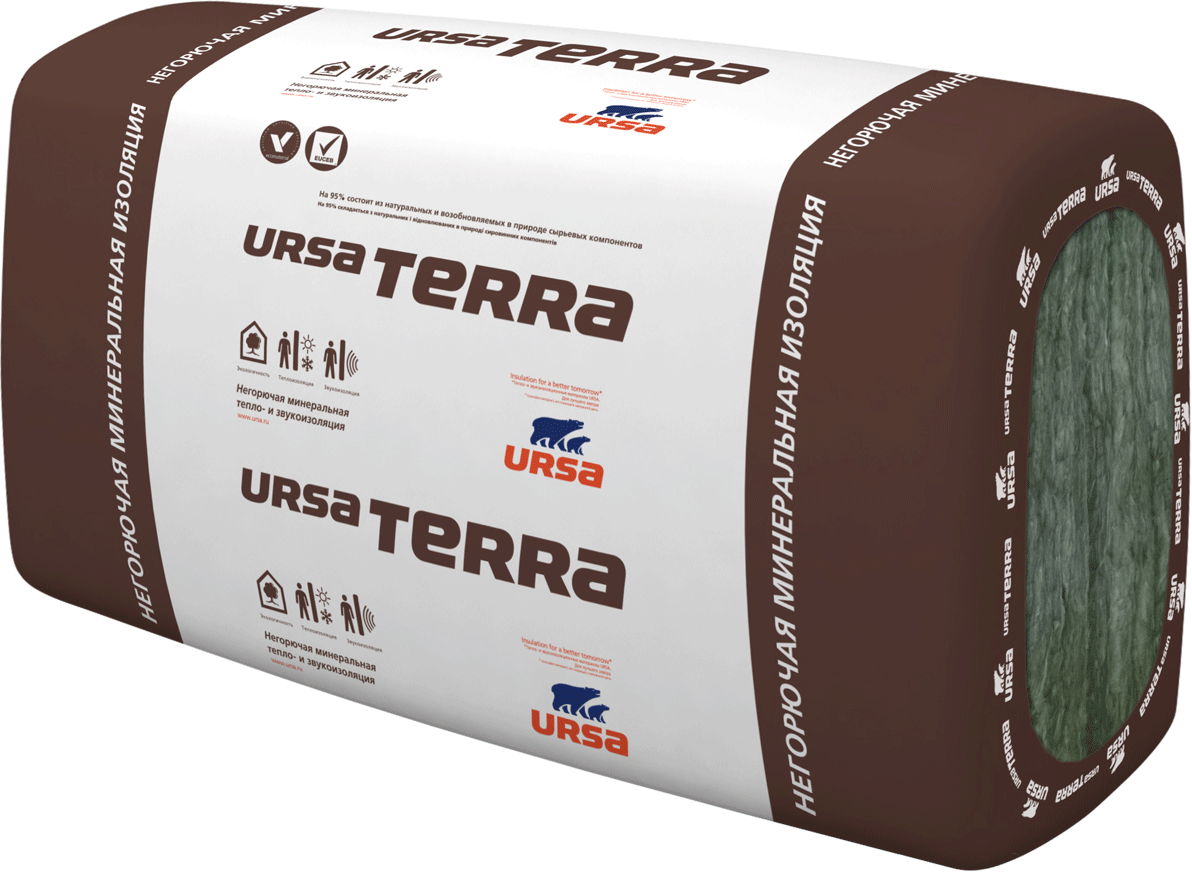 Утеплитель URSA TERRA 34 PN 1250-610-100 (3,8125 м2) плиты теплоизоляционные - фото 1 - id-p94049947