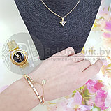 Комплект Pandora (Часы, кулон, браслет) Золото с черным циферблатом, фото 8