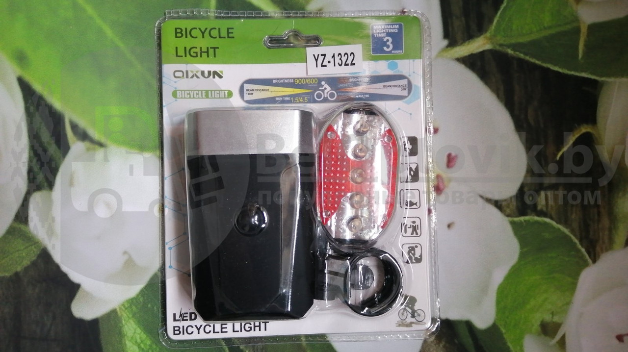 Велосипедный фонарь YZ-1322 (передний задний) 3 LED на батарейках - фото 2 - id-p132027652