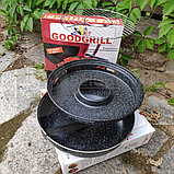 Чудо сковорода Гриль-Газ, барбекю на дому KELLI двухслойное мраморное покрытие, 32 см с Книгой рецептов, фото 4