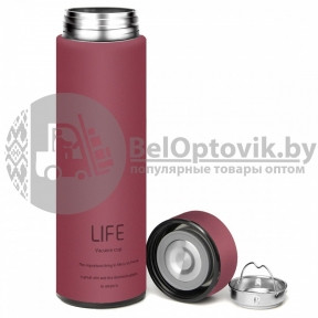 Термос Life Vacuum CUP с прорезиненным покрытием, 500 мл. Бордовый