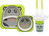 Детская посуда из бамбука из 5 предметов (набор) Bamboo Ware Kids Set. Выбери своего зверька Белочка, фото 3