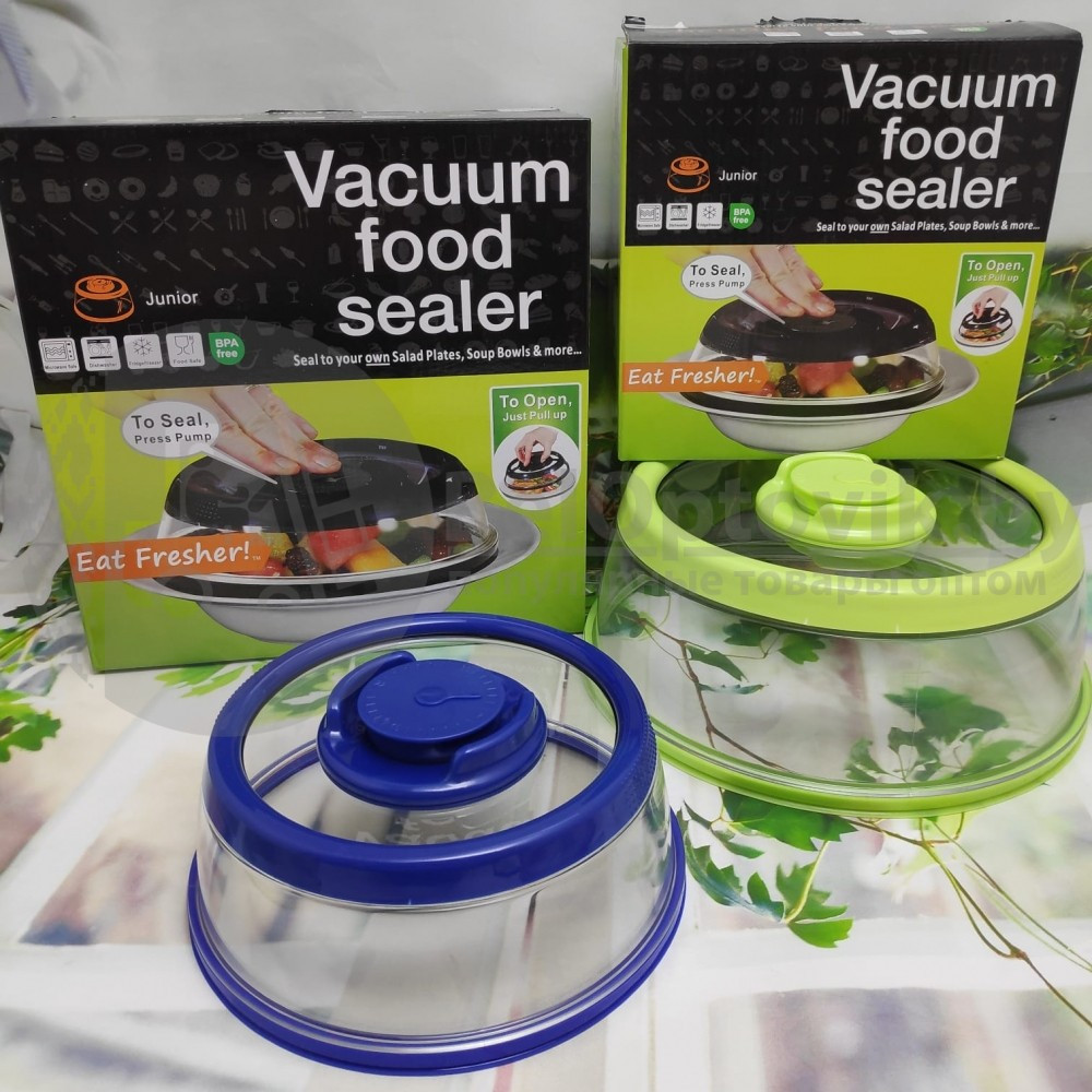 Вакуумная многоразовая крышка Vacuum Food Sealer 19 см (цвет Mix) - фото 4 - id-p132027940