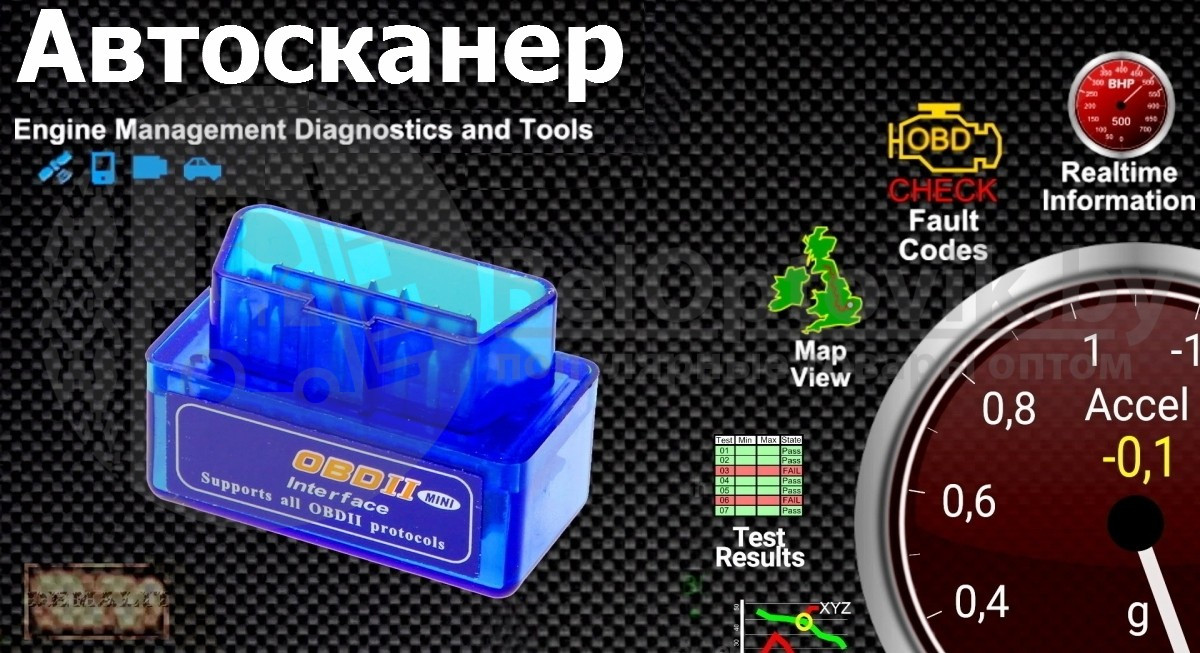 Адаптер ELM327 Bluetooth OBD II (Версия 2.1). Новая улучшенная версия С диском, спайка
